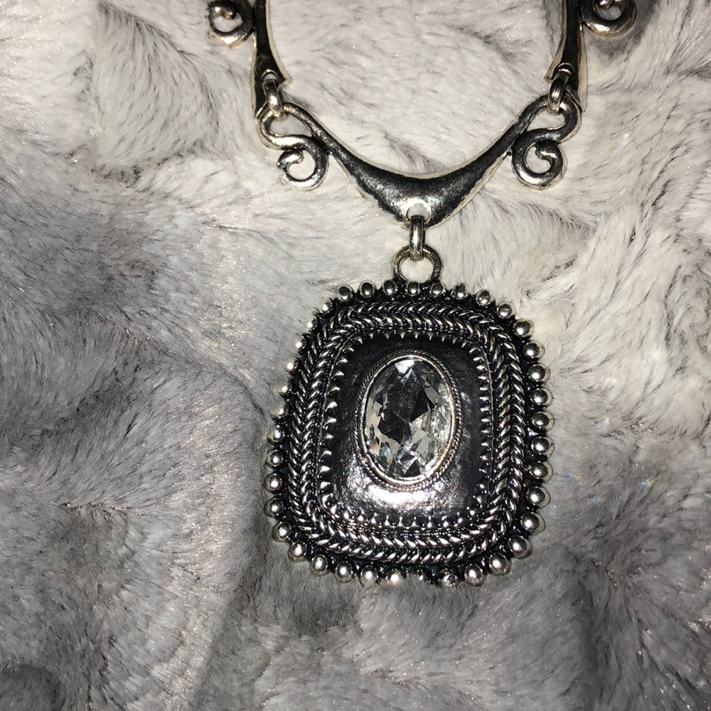 Large Silver bling necklace